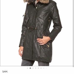 SAM. Green Parka Jacket with Fur Hood